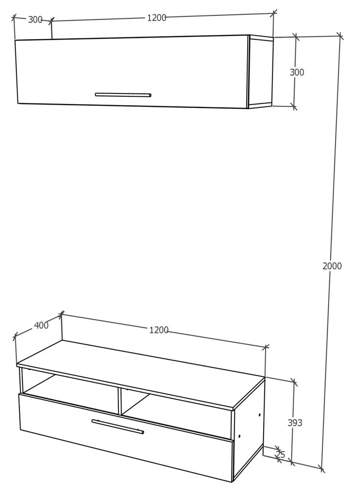 Living haaus Haga V11, Antracit/Stejar Wotan, L 120 cm