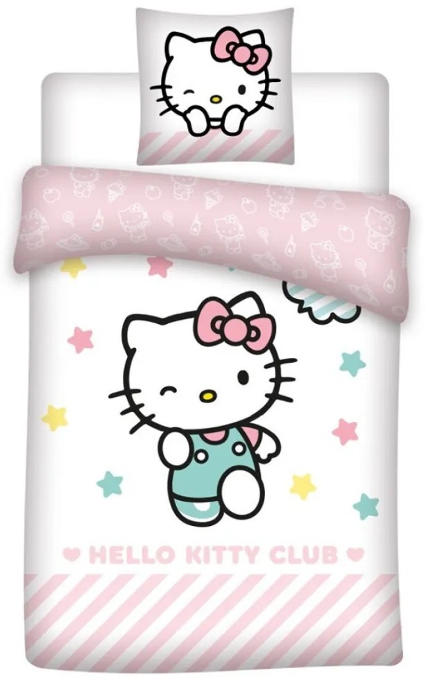 Hello Kitty Stars set de lenjerie de pat 140×200cm, 65x65 cm