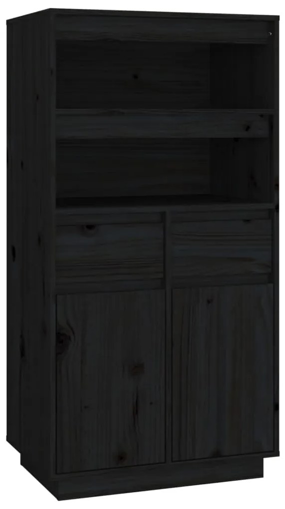 814538 vidaXL Dulap înalt, negru, 60x40x116,5 cm, lemn masiv de pin