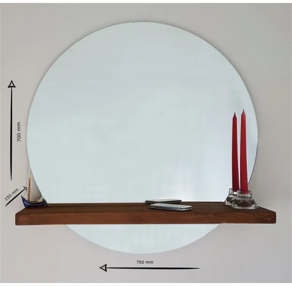 Oglindă de perete cu raft SUNSET 70x70 cm pin
