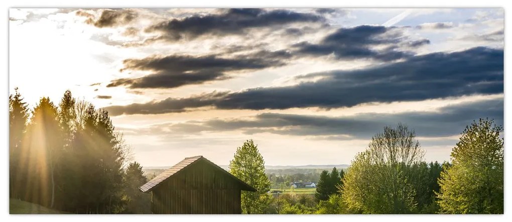 Tablou cu cabana pe luncă (120x50 cm)