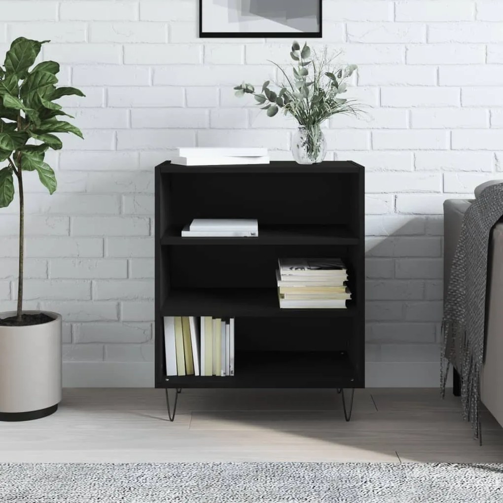 827133 vidaXL Servantă, negru, 57x35x70 cm, lemn prelucrat