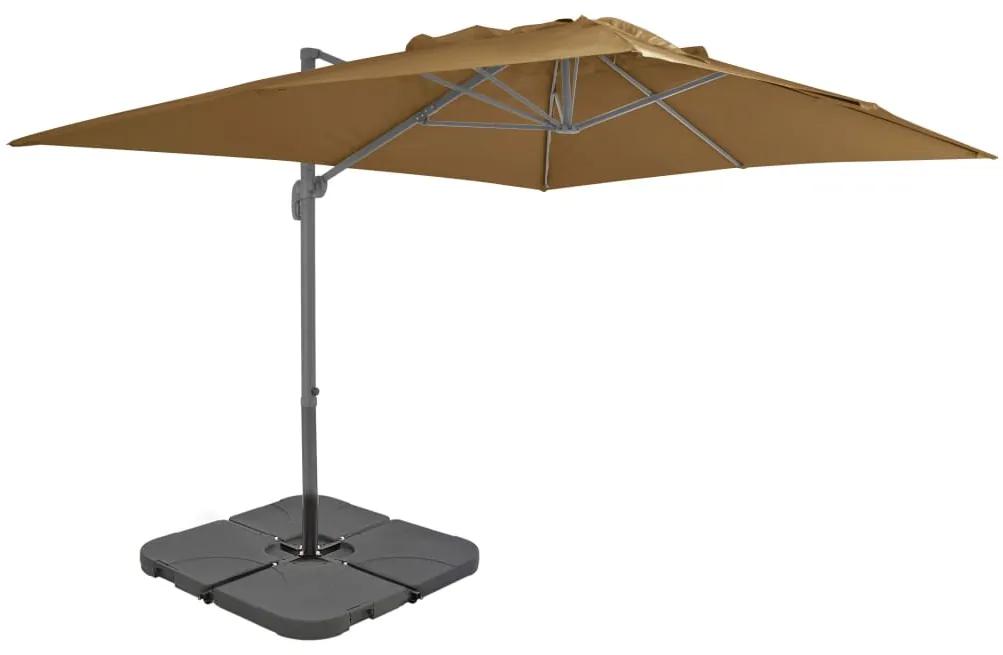 Umbrela de exterior cu baza portabila, gri taupe Gri taupe, 3 x 4 m