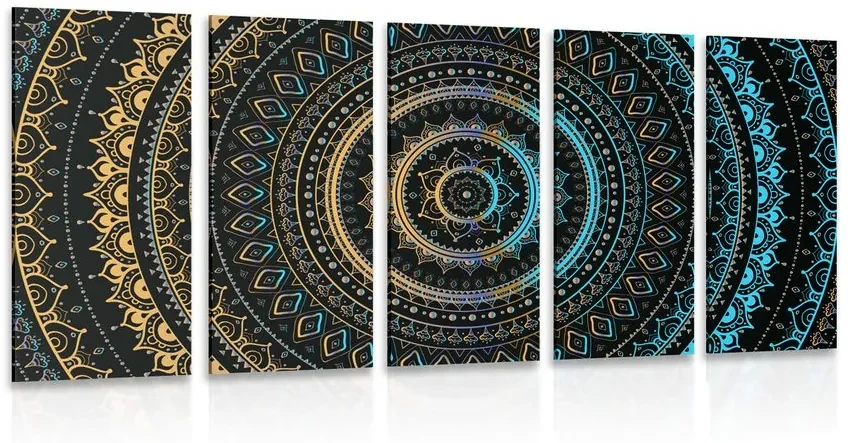 Tablou 5-piese Mandala cu modelul de soare