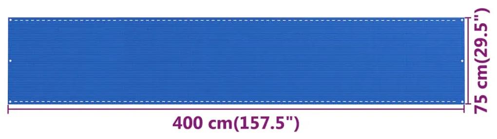 Paravan pentru balcon, albastru, 75x400 cm, HDPE Albastru, 75 x 400 cm