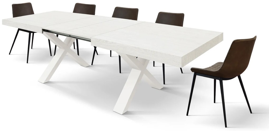 Masa Linda extensibila, blat PAL - BLAT ALB, PICIOR GRI ANTRACIT - 160 cm / 90 cm / h 77