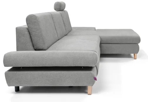 Colțar tapițat extensibil AVESTA, formă L, partea dreaptă, gri, cu spațiu de depozitare