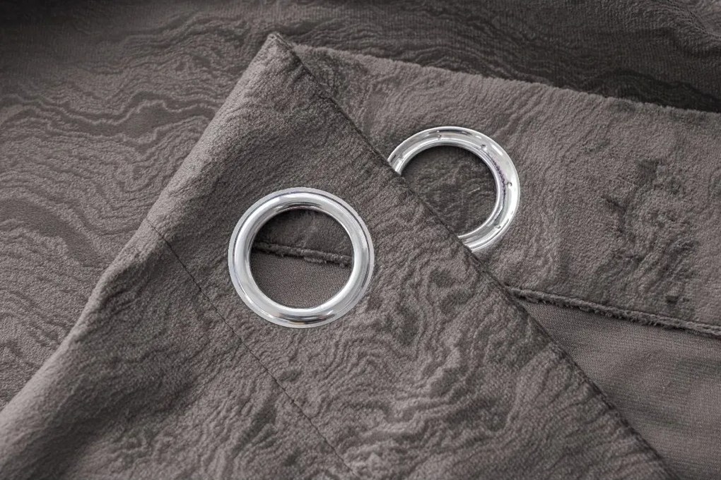 Draperie opaca DUNES VELVET 140x250 cm, gri inchis Agatat: Inele metalice