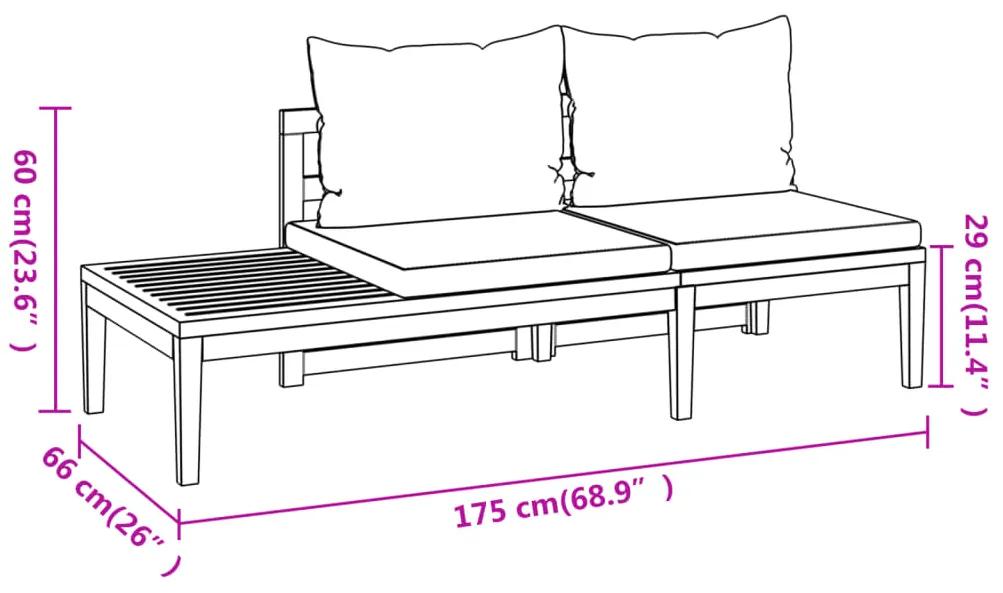 Set mobilier gradina cu perne gri inchis, 4 piese, lemn acacia Morke gra, 2x colt + banca + masa, 1