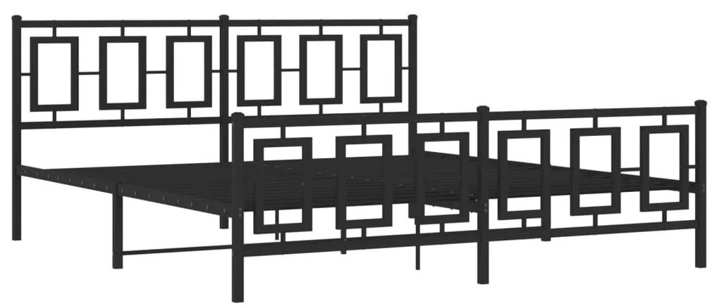 374263 vidaXL Cadru pat metalic cu tăblie de cap/picioare, negru, 180x200 cm