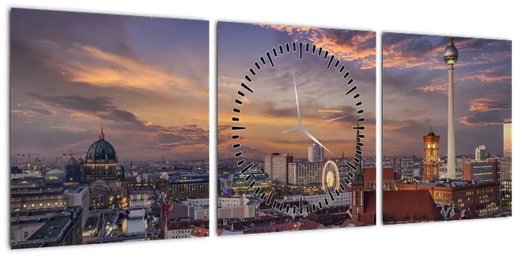 Tablou - Apus de soare în Berlin (cu ceas) (90x30 cm)