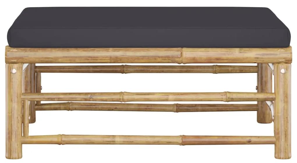 Taburet de gradina cu perna gri inchis, bambus 1, Morke gra, suport pentru picioare