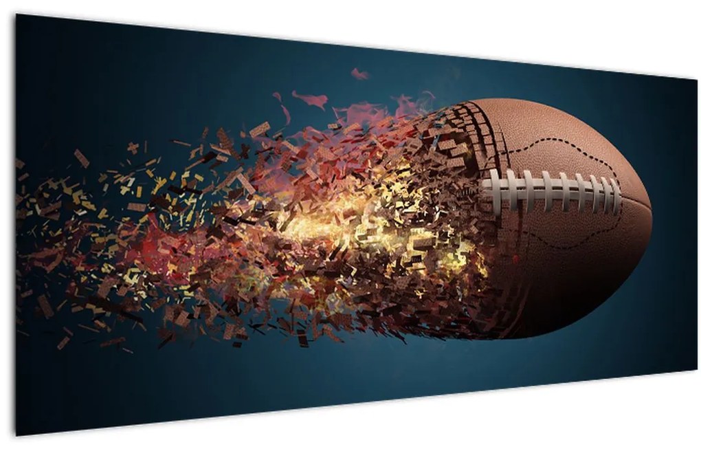 Tablou - Minge de ruggby în acțiune (120x50 cm)