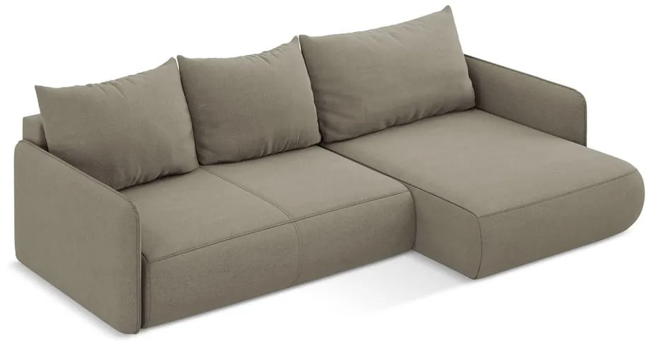 Colțar bej extensibil/cu spațiu de depozitare (cu colț pe partea dreaptă) Nanea – Makamii