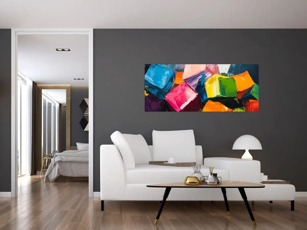 Tablou - Cuburi colorate (120x50 cm)