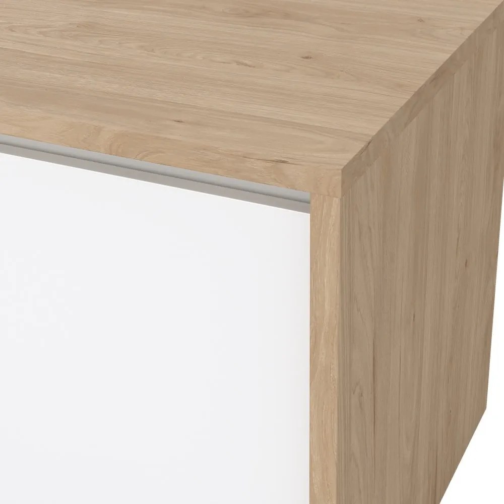 Comodă TV albă-în culoare naturală cu aspect de lemn de stejar 179x52x48 cm Next – Tvilum