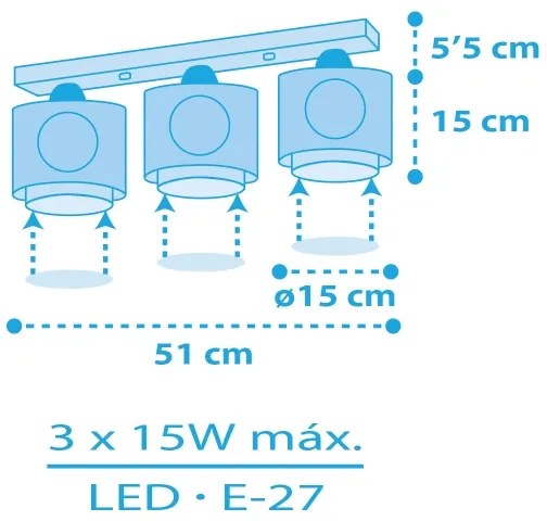 Plafonieră pentru copii Dalber 60653 PIRATE ISLAND 3xE27/15W/230V