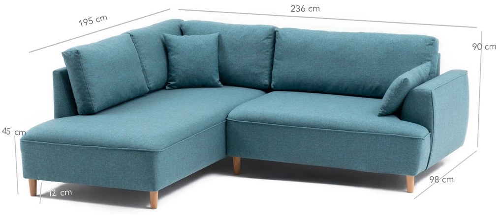 Canapea de colț Felix Extra Soft Corner Sofa Left - Turquoise