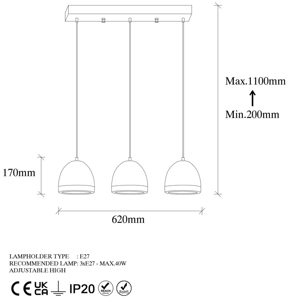 Lustra Mugo Caramiziu 62x17x110 cm