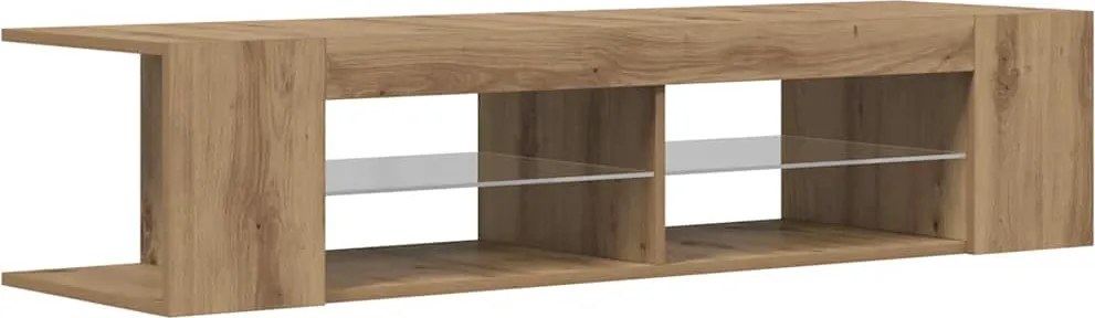 vidaXL Dulap TV cu LED stejar artizanal 135x39x30 cm lemn prelucrat