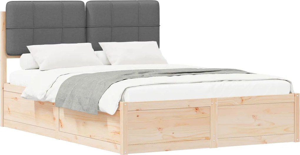 vidaXL Cadru de pat cu tăblie tapițată Gri închis 150 x 200 cm