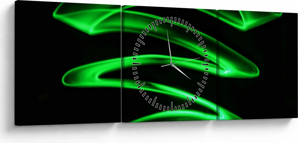 Tablou - valuri neon (cu ceas) (90x30 cm)