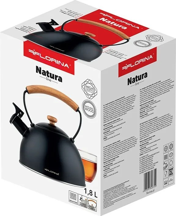 Florina Ceainic din oțel inoxidabil Natura Line 1,8 l, negru