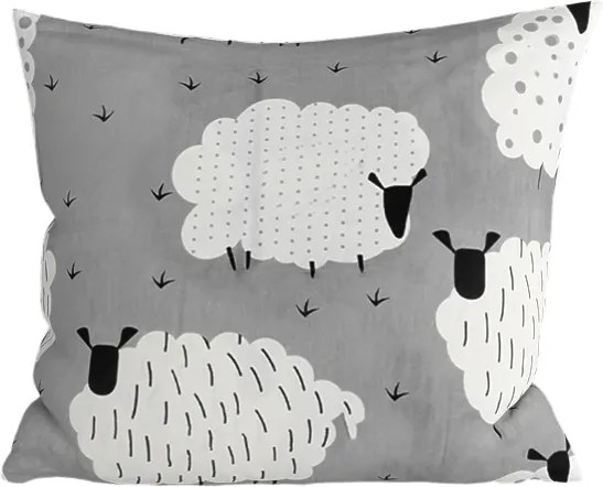 Fața de pernă din polibumbac WHITE SHEEPS 45x45 cm, gri