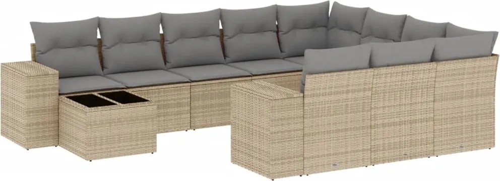 vidaXL Set canapele de grădină cu perne, 11 piese, bej, poliratan