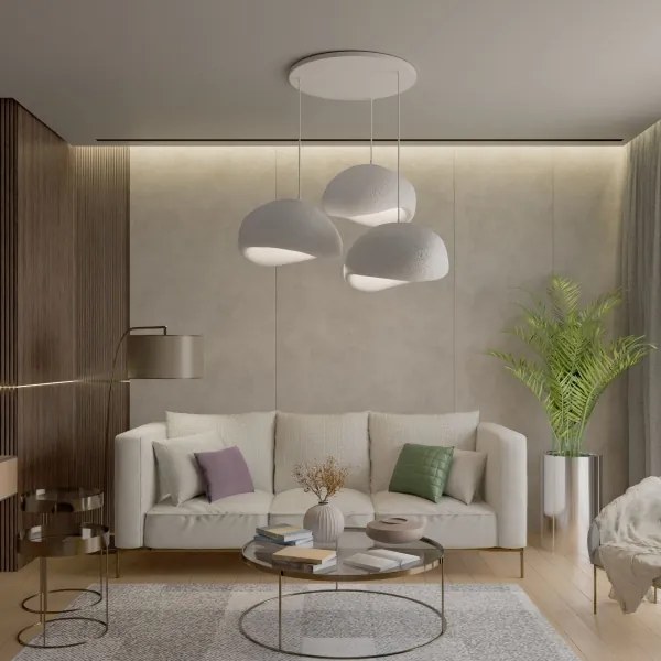 Brilagi - Lustră suspendată WABI SABI pe cablu, 3×E27 (max. 40W), 230V, Ø 60 cm, alb