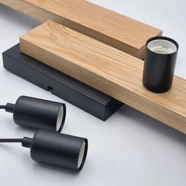 Lustră pe cablu CORTINA 4xE27/15W/230V negru/stejar