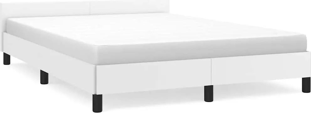 vidaXL Cadru de pat cu tăblie fără saltea, alb, 140x190 cm