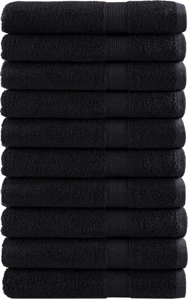 vidaXL Prosoape premium SOLUND 10 buc. negru 100x200 cm 600 gsm