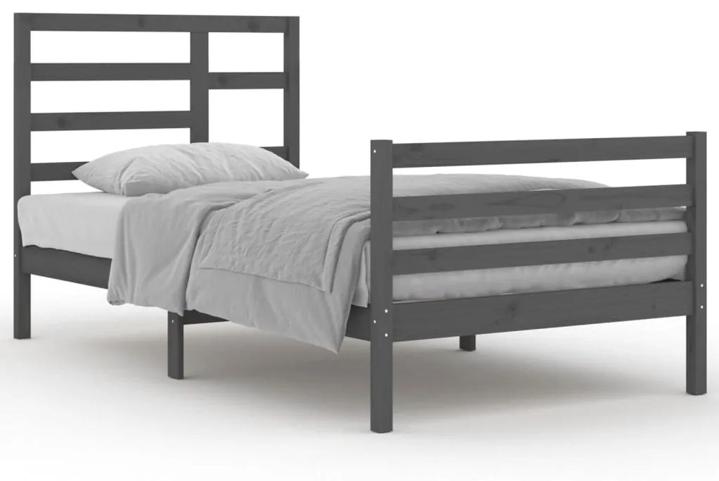 3105852 vidaXL Cadru de pat, gri, 100x200 cm, lemn masiv