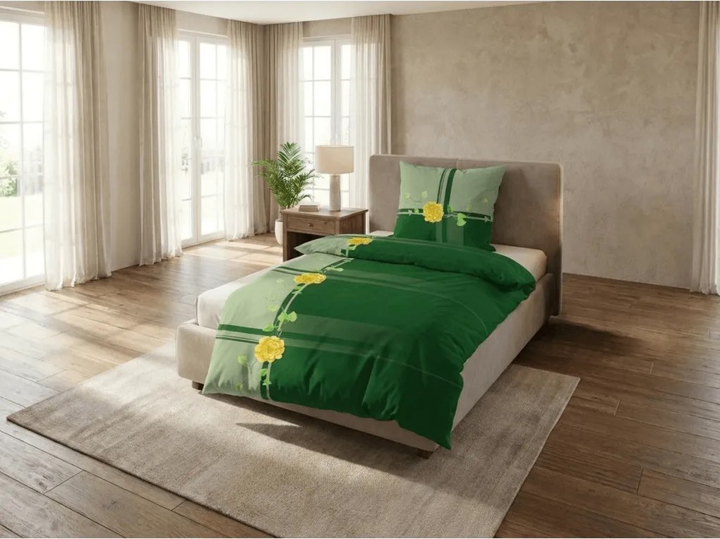Lenjerie de pat din bumbac RENARA verde Dimensiune lenjerie de pat: 70 x 90 cm | 140 x 200 cm