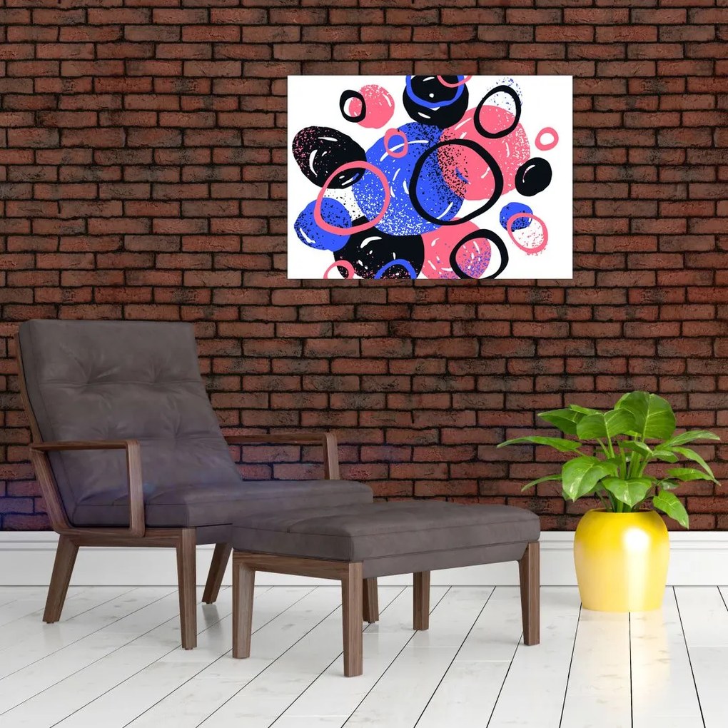 Tablou pe sticlă - Motiv cercuri în culori vii (70x50 cm)