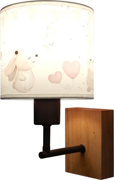 Brilagi - Lampă de perete BOBO WOOD 1xE27/25W/230V stejar/negru/crem/iepurași