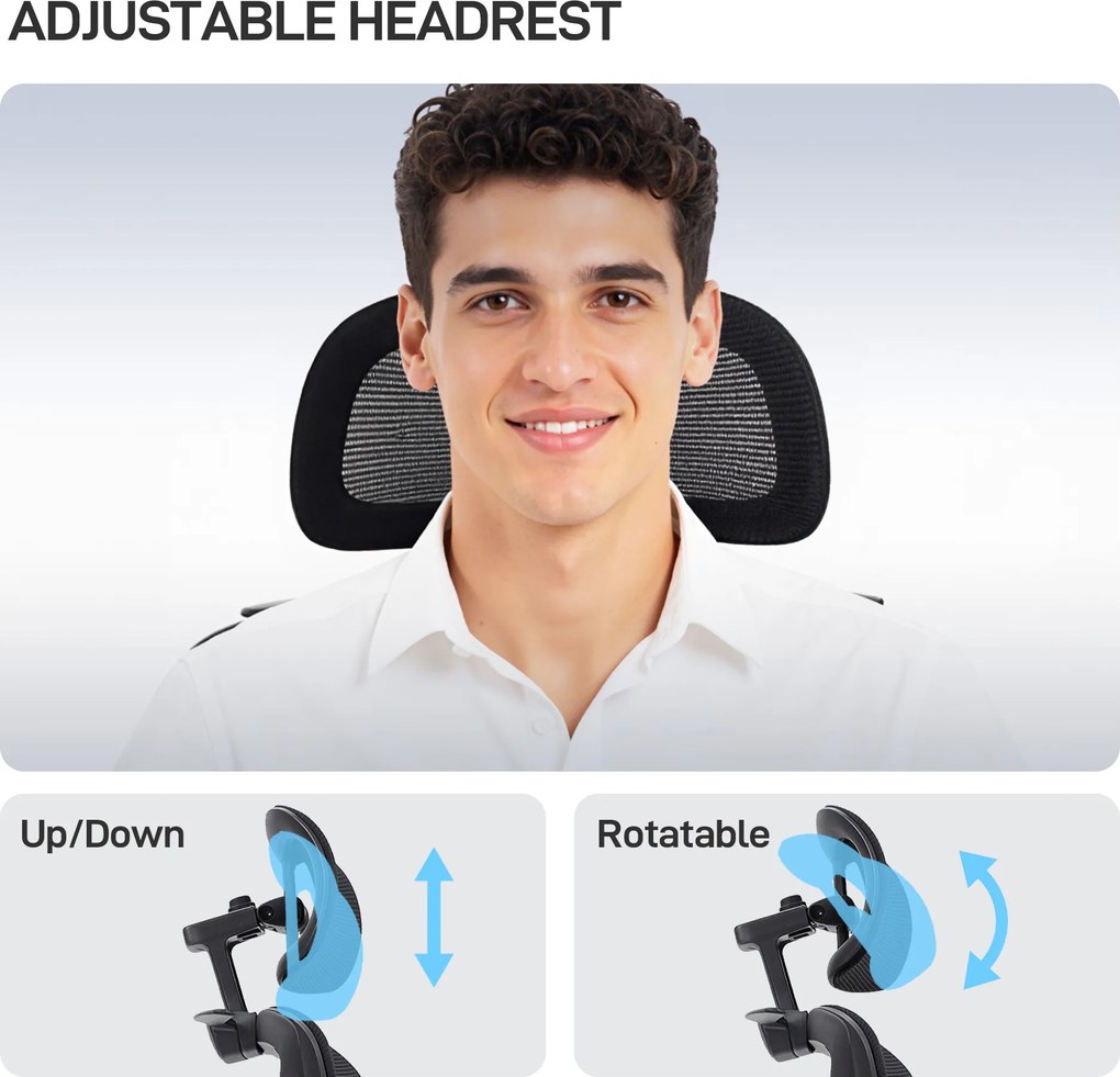 HOMCOM Scaun de birou ergonomic, cu suport lombar dinamic și suport pentru picioare, 73x75x120-128 cm, negru | Aosom Romania