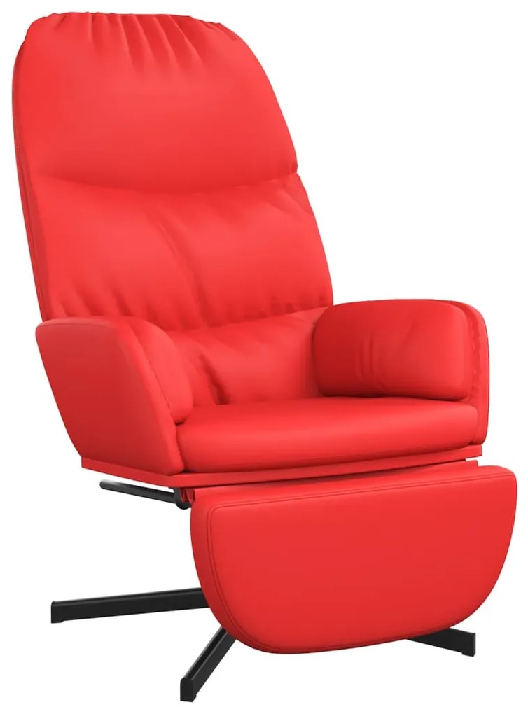 3097420 vidaXL Scaun de relaxare cu taburet, roșu, piele ecologică