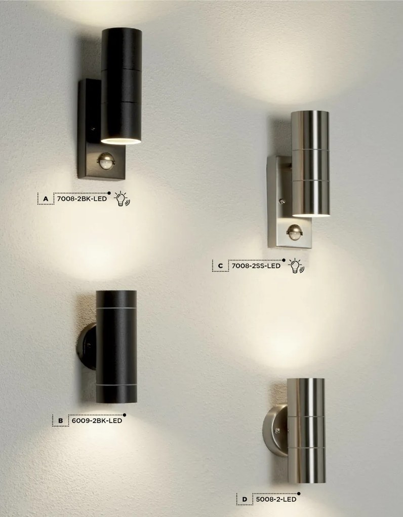 Aplica perete exterior IP44 Up and Down 6009-2BK-LED SRT