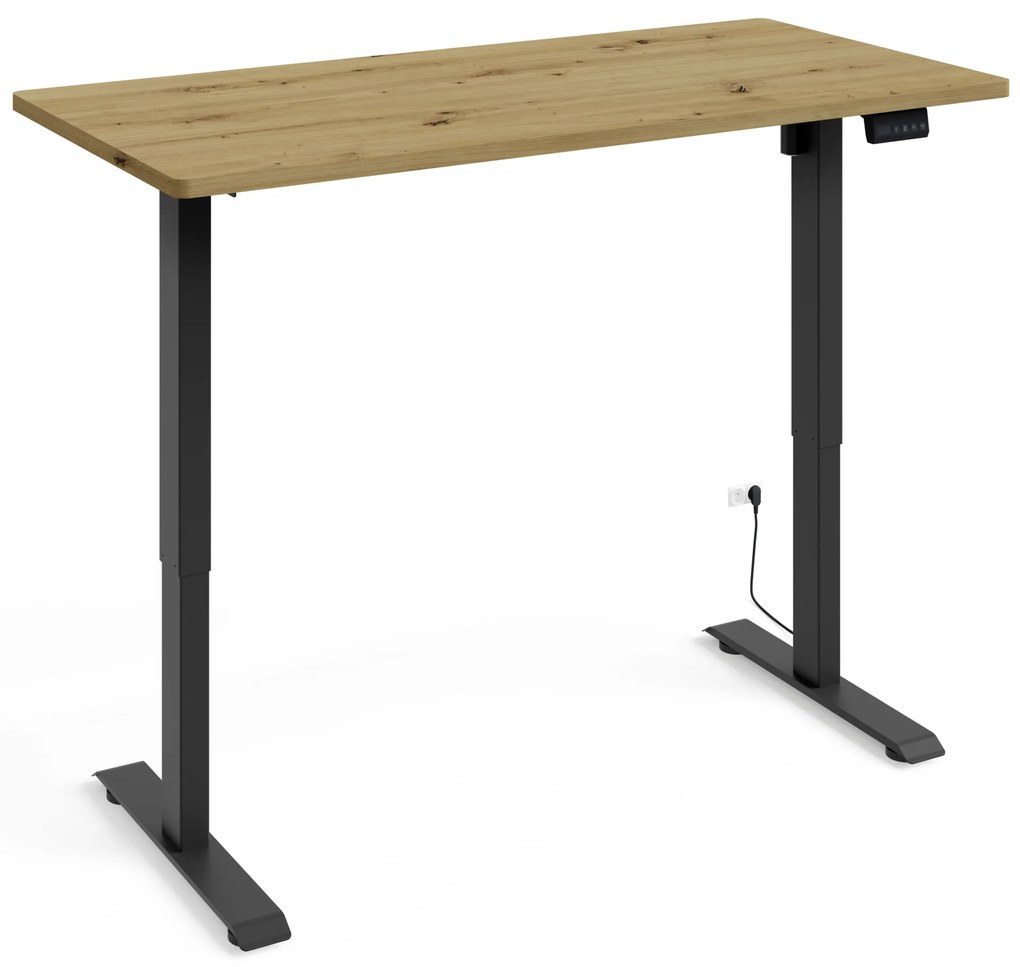 Masă PC electrică Motiva 140 (Negru + Stejar artisan). Promo -7%. 1124896
