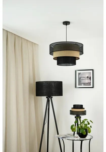 Brilagi - Lampă de masă DAKOTA LUNETA 1xE27/15W/230V negru/ratan