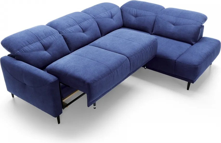 Canapea pe partea dreaptă modular cu funcția de dormit Sandra - albastru marin Aston KR 10420