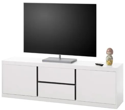 Comoda Tv Fjord 2 Usi Si 2 Sertare, Alb Si Gri, 173 Cm