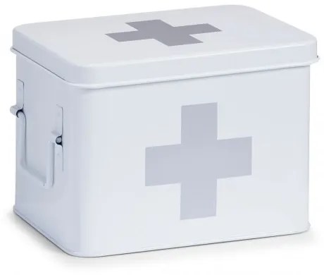 Cutie pentru depozitarea medicamentelor, 4 compartimente, Metal White, l21,5xA16xH16 cm