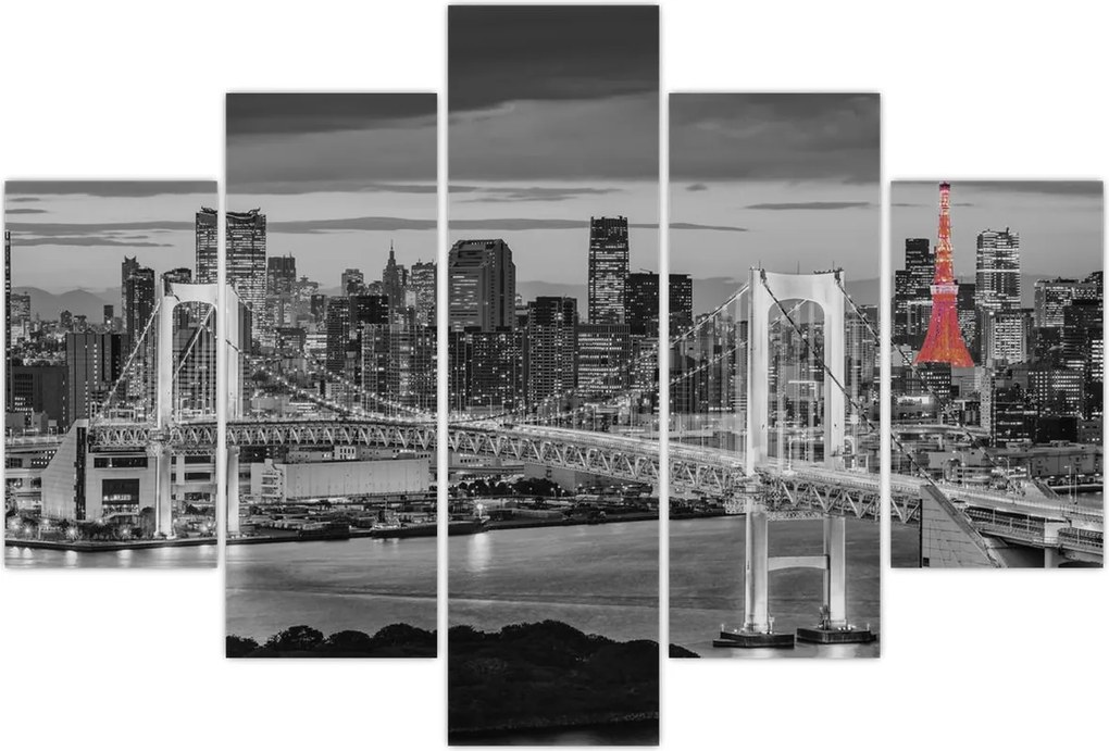 Tablou - Oraș mare cu un turn roșu (150x105 cm)