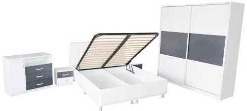 Dormitor Milano cu Pat Alb 140x200 cm