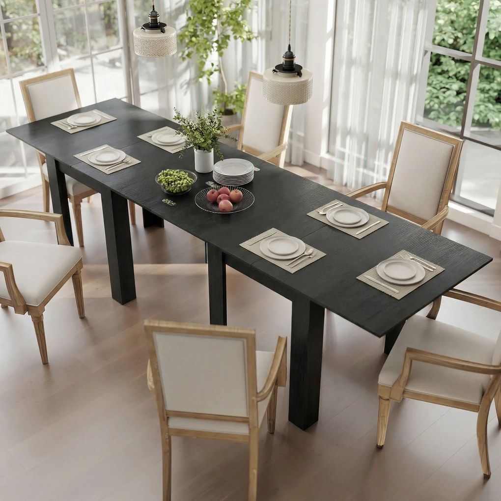 HOMCOM Masă Extensibilă de Sufragerie 4-6 Persoane, Negru | Aosom Romania