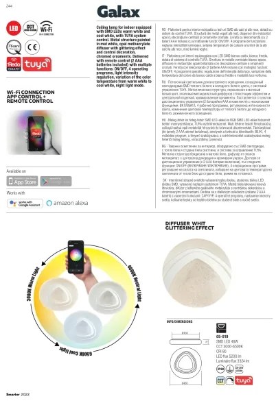 Redo 05-919 - Plafonieră LED dimerizabilă GALAX LED/48W/230V, albă + telecomandă