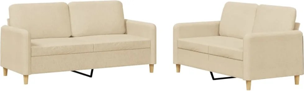 vidaXL Set de canapele cu perne, 2 piese, crem, textil